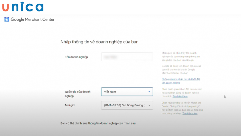 Điền các thông tin để hoàn tất đăng ký tài khoản
