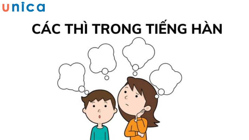 Trong tiếng Hàn các động từ được chia theo ba thì là hiện tại, quá khứ và tương lai