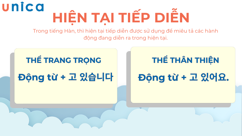 Thì hiện tại tiếp diễn trong tiếng Hàn có cách sử dụng gần giống với cấu trúc V-ing trong tiếng Anh