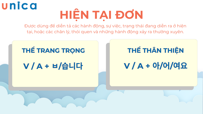 Cấu trúc thì hiện tại đơn tiếng Hàn ở thể trang trọng và thân thiện