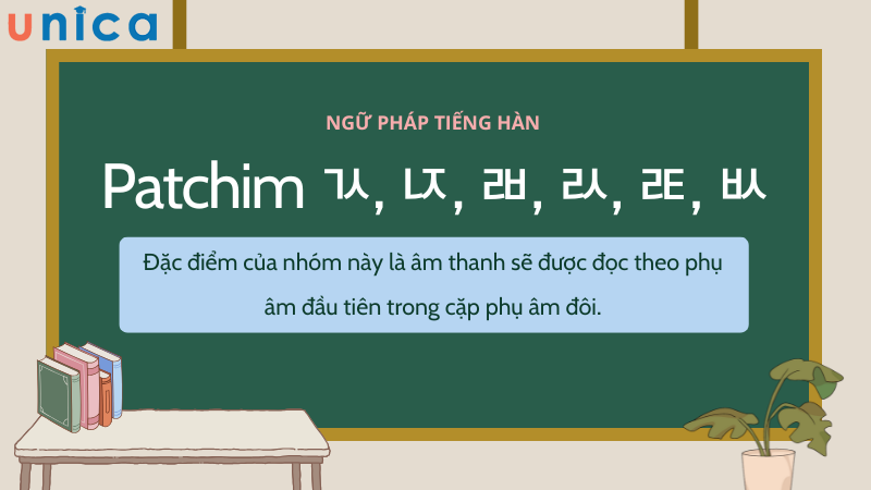 Các patchim này sẽ phát âm theo phụ âm đứng trước trong từng cặp