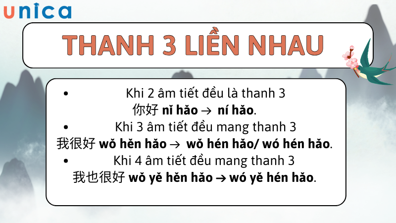 Quy tắc biến âm của thanh 3 khi đứng liền nhau