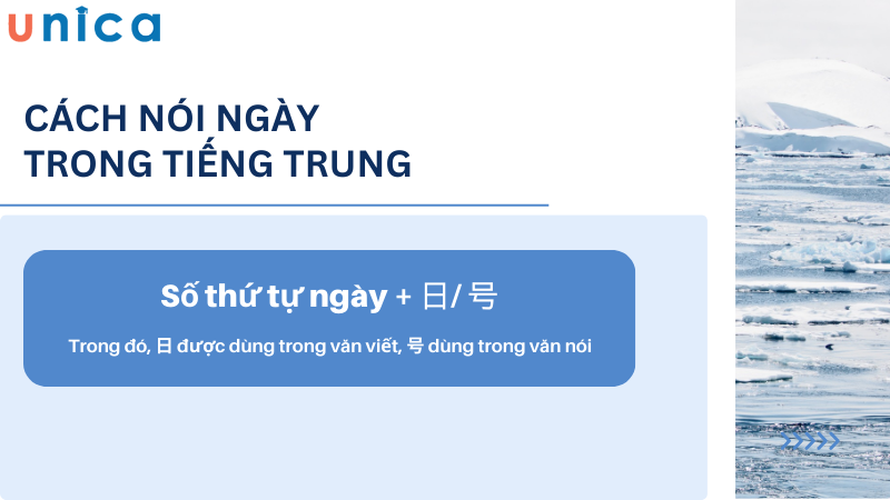 Cách nói ngày trong tiếng Trung được ghép từ số thứ tự và 日 / 号