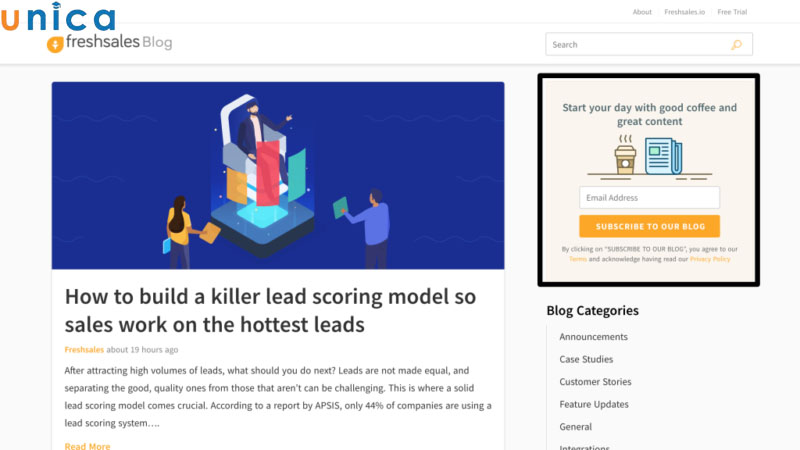 Slide-in CTA xuất hiện ở góc dưới bên phải