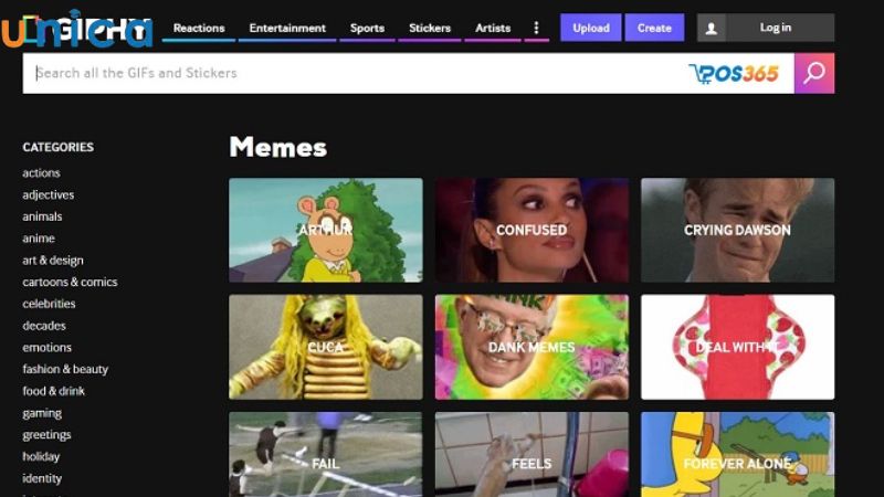 Thumbnail trên các GIFs