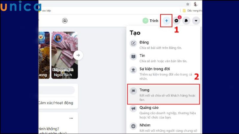 Chọn vào mục Trang