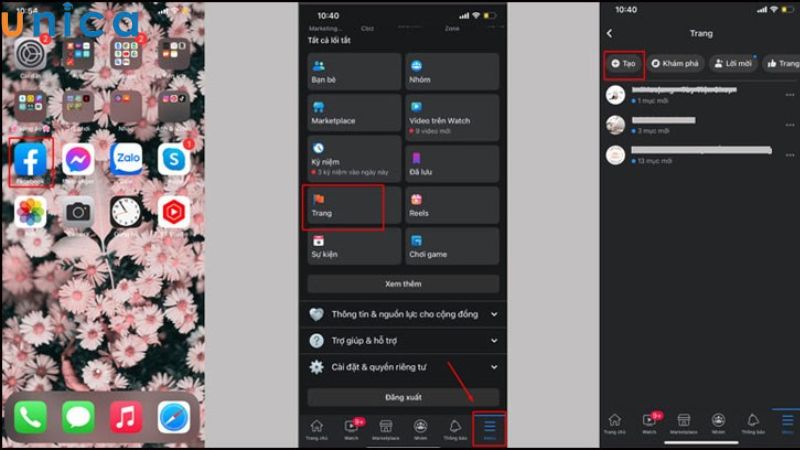 Thao tác tạo fanpage bằng điện thoại