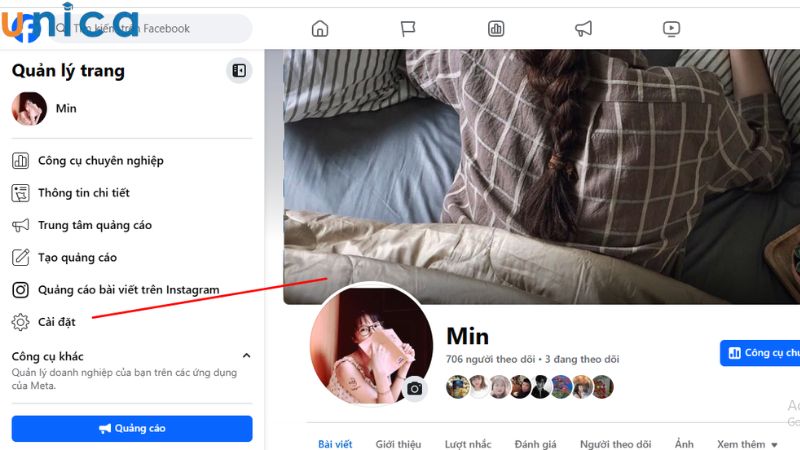 Chọn vào Cài đặt