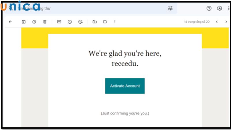 Nhấn Activate Account để kích hoạt tài khoản