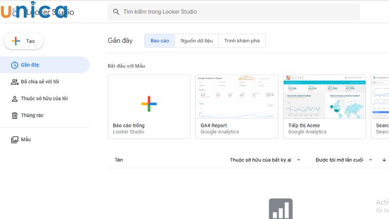 Truy cập Google Data Studio