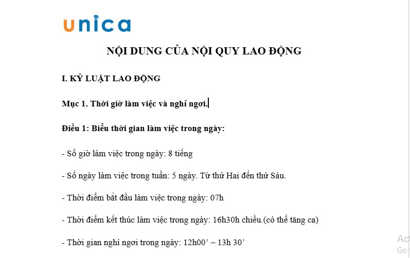 Mẫu nội quy chung cho các công ty