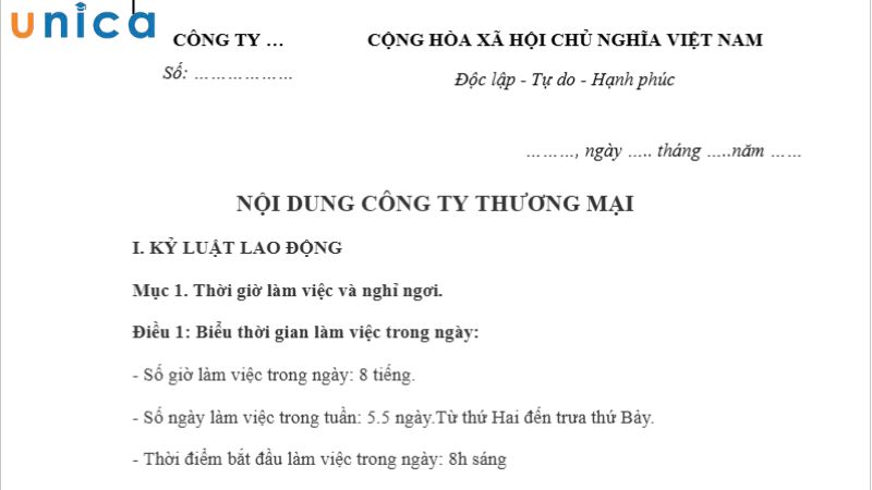 Nội quy công ty thương mại