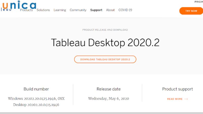 Chọn “DOWNLOAD TABLEAU DESKTOP”