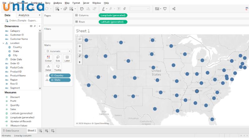 Biểu đồ phân tích doanh thu và lợi nhuận ở các bang khác nhau ở Mỹ
