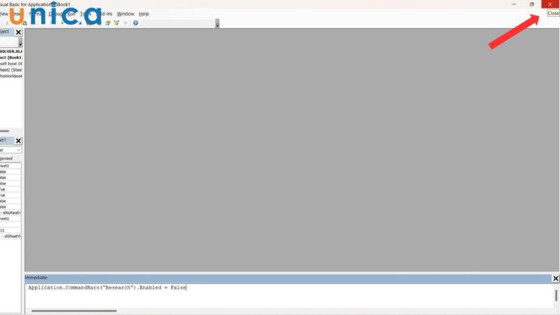 Nhấn X để đóng cửa sổ