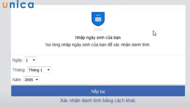 Gỡ checkpoint Facebook bằng cách dùng ngày sinh cá nhân
