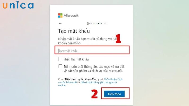 Tạo mật khẩu cho tài khoản Hotmail