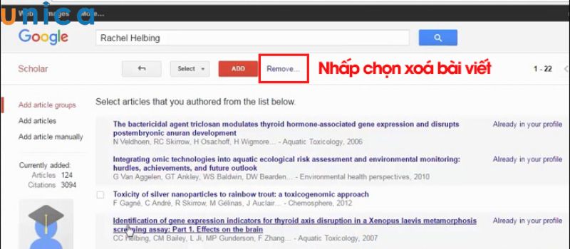 Các thao tác hay thực hiện được trên Google Scholar