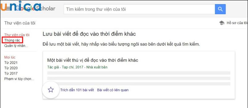Thao tác khôi phục bài viết