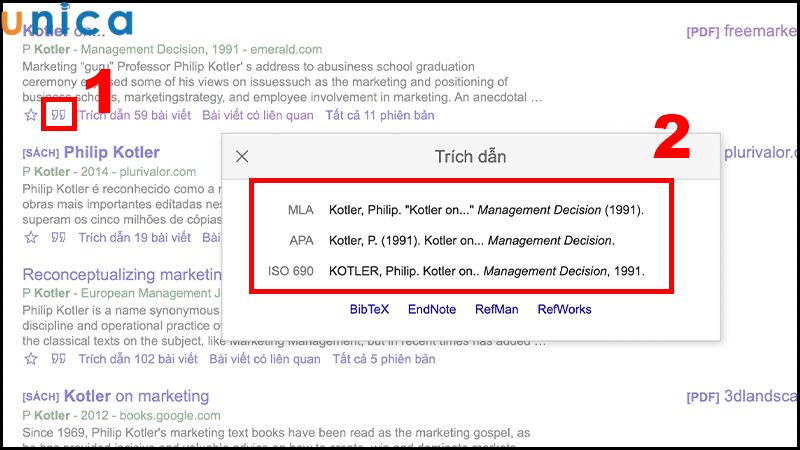 Nút trích dẫn nhanh trên Google Scholar