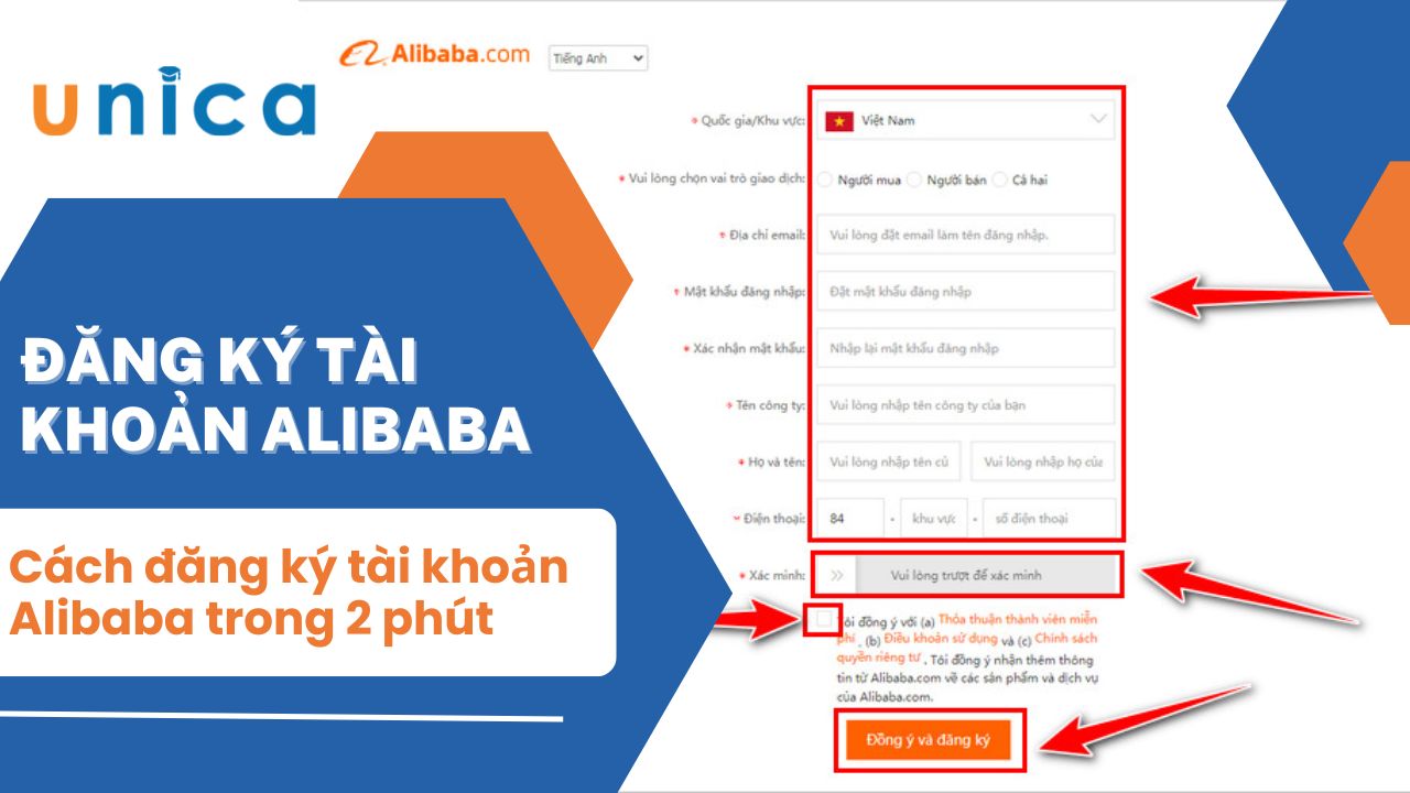 Hướng dẫn cách đăng ký tài khoản Alibaba trong 2 phút