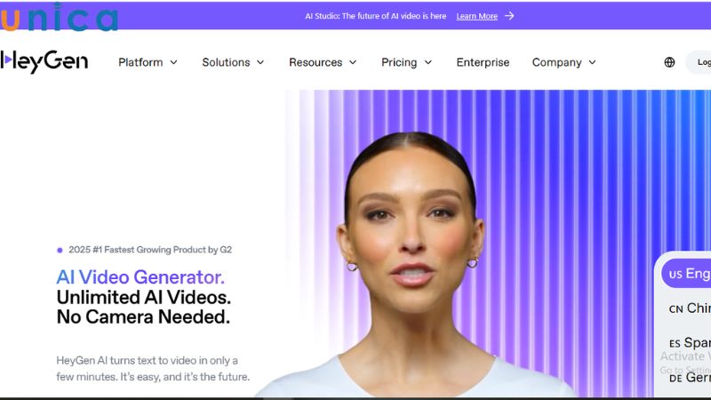 Truy cập trang HeyGen AI chính thức