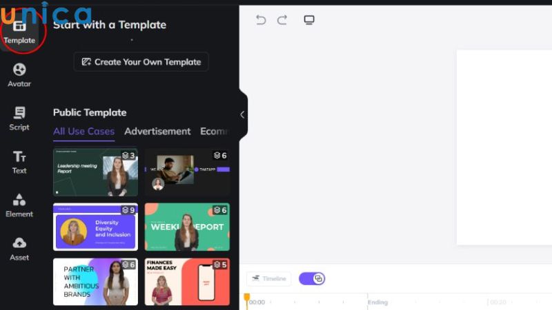 Chọn “Template”