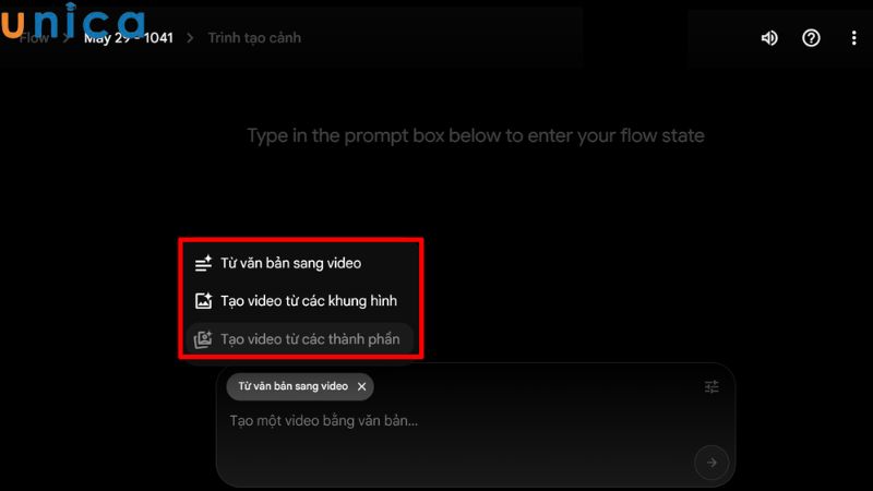 Chọn “Từ văn bản sang video”