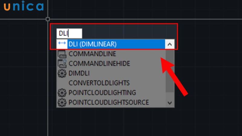 Nhập lệnh DLI (DIMLINEAR)
