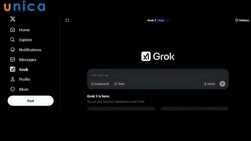 Giao diện nhập câu hỏi Grok 3 AI