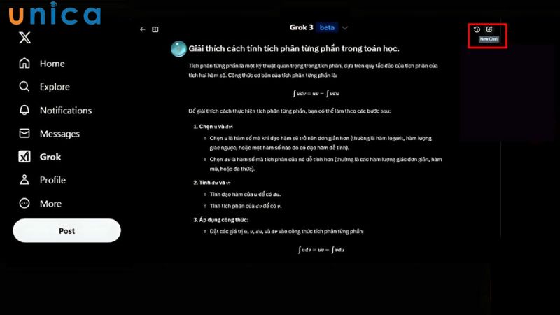 Nhấn new chat để tạo cuộc hội thoại mới