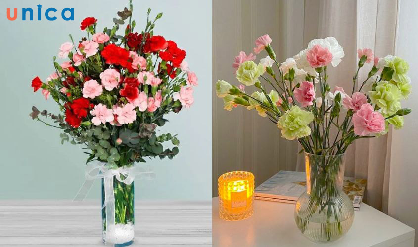 cắm hoa cẩm chướng lọ cao