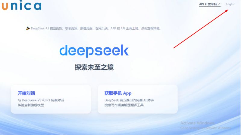 Chọn English để đổi sang tiếng anh