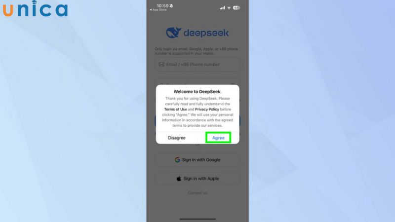Nhấn Agree để khởi chạy ứng dụng