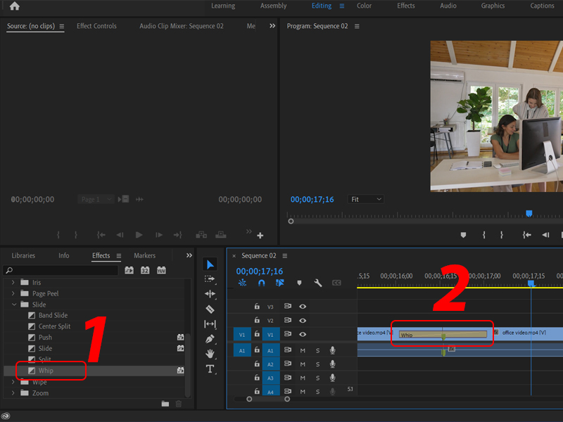 Thêm hiệu ứng chuyển cảnh vào video
