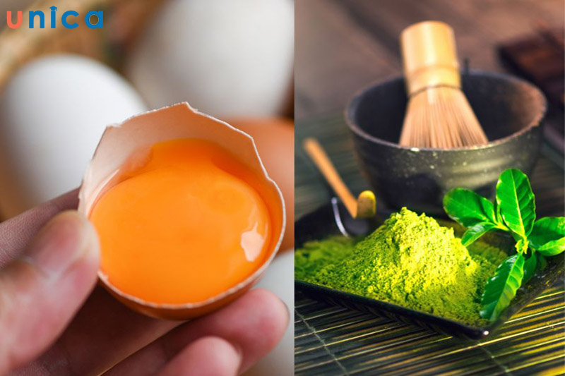 mặt nạ lòng đỏ trứng gà và trà xanh