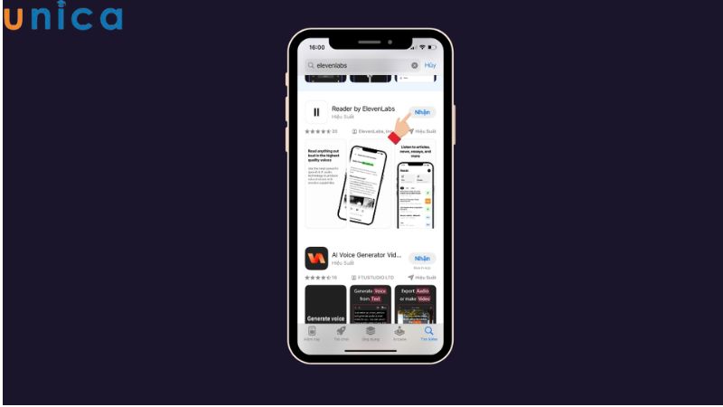 Nhấn vào nút “nhận” để tải ứng dụng