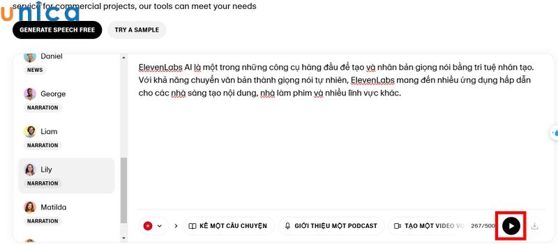 Nhấn nút để nghe thử âm thanh