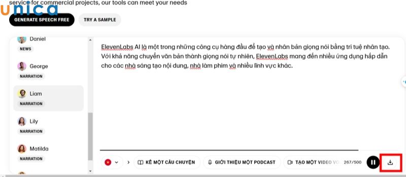 Nhấn biểu tượng mũi tên đi xuống để tải về