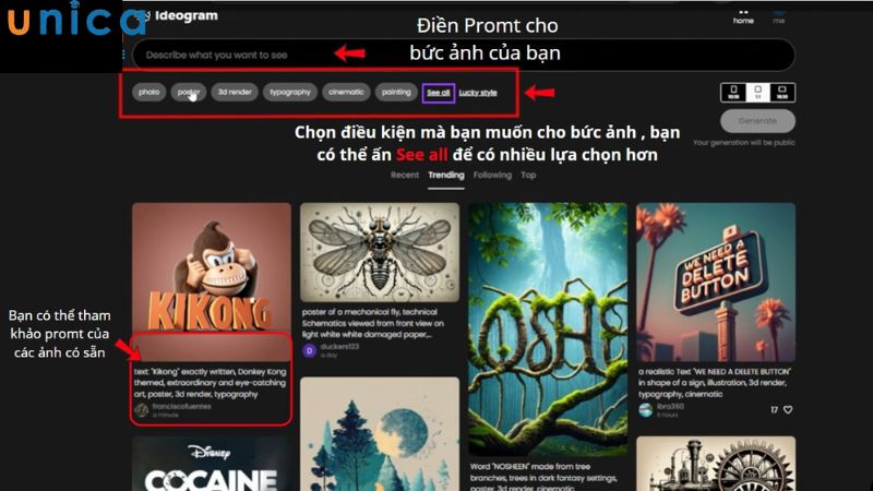 Điền prompt cho bức ảnh