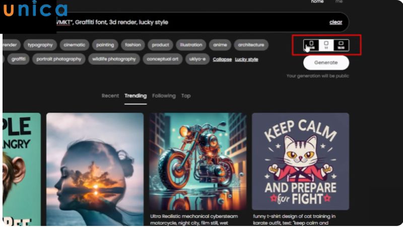 Chọn “Generate“ để tạo ảnh