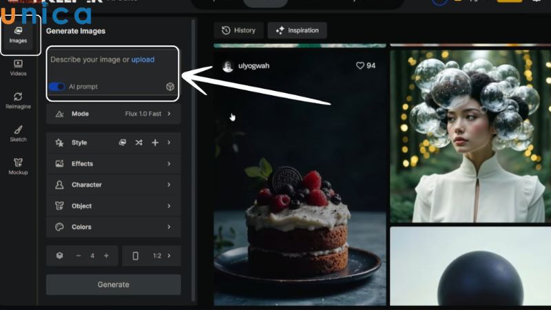 Thao tác để công cụ tạo thêm ảnh.