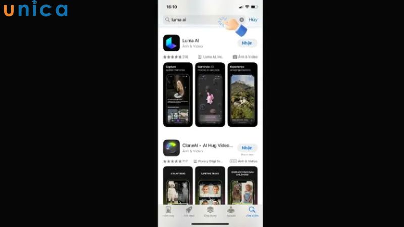 Nhập Luma AI để tìm kiếm