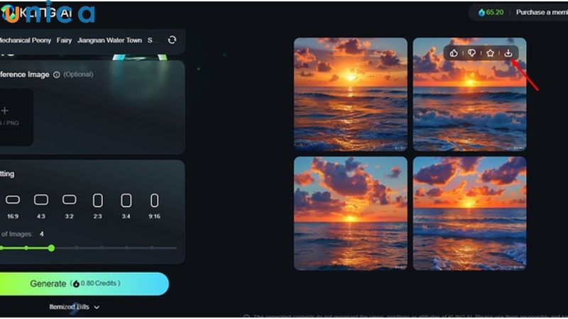 Nhấn biểu tượng mũi tên tải xuống hình ảnh