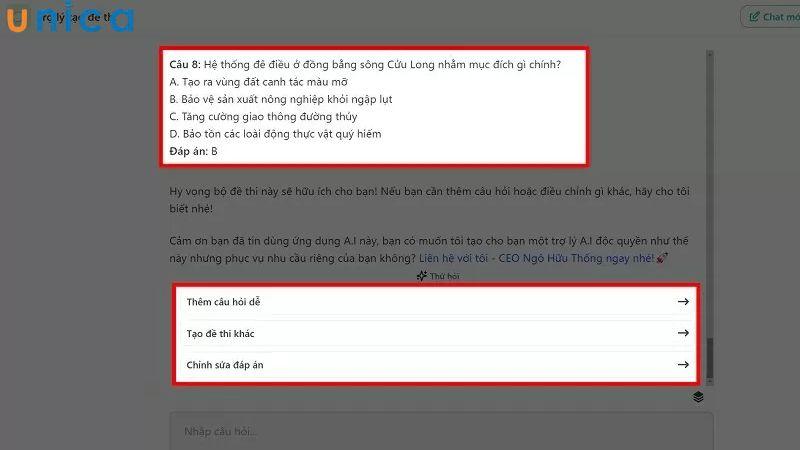 ChatbotX tạo đề thi nhanh chóng cho người dùng