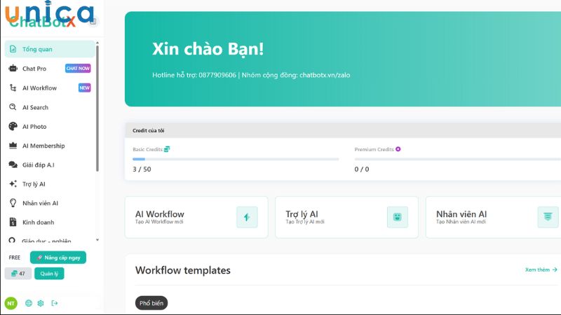 Truy cập vào trang chủ ChatbotX