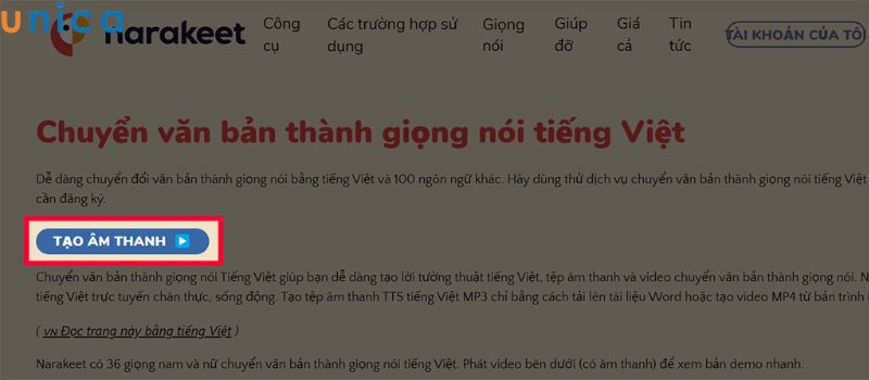 Nhấn chọn mục “Tạo âm thanh”