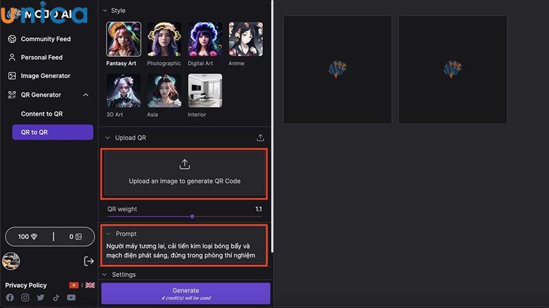 Tải ảnh QR gốc và nhập mô tả chi tiết