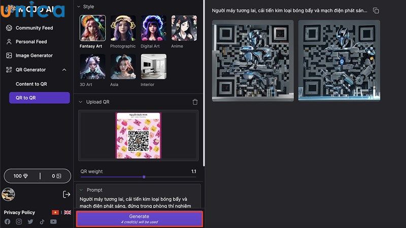 Nhấn chọn Generate và nhận thành quả