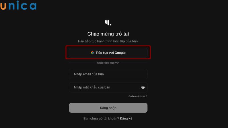 Chọn đăng nhập bằng tài khoản email